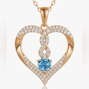 NEW Infinity Heart Birthstone Necklace Women, 925 Sterling Silver, LOUISA SECRET
